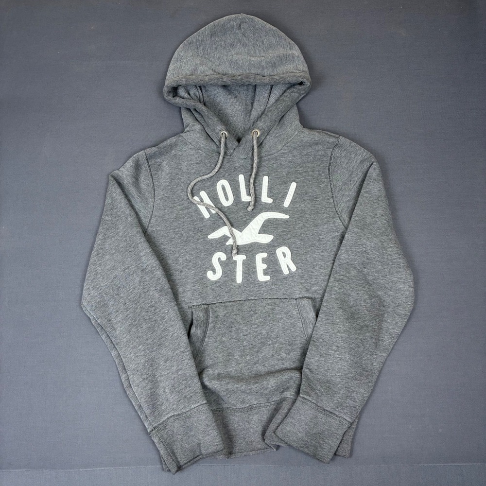 Y2K Hollister Gray Spellout Pullover Hoodie Men's Size Medium